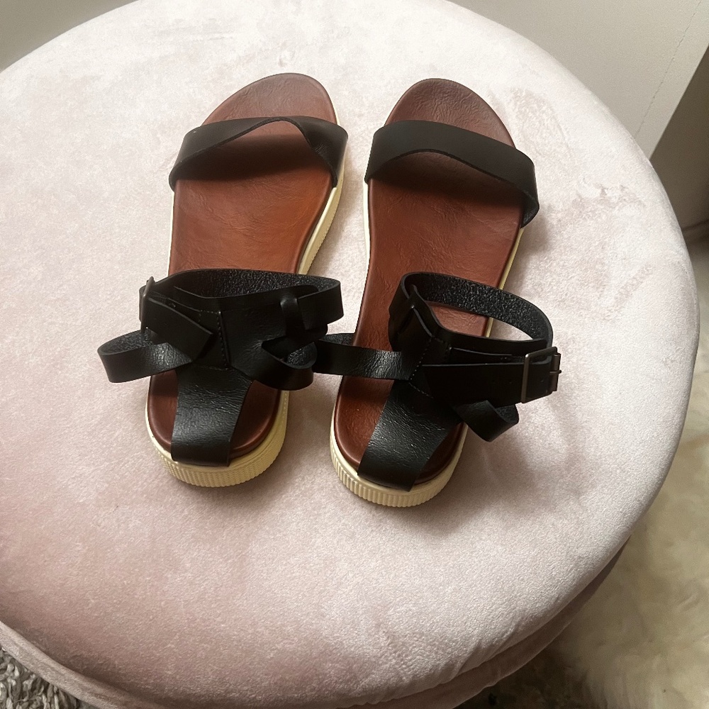 Black strap sandals